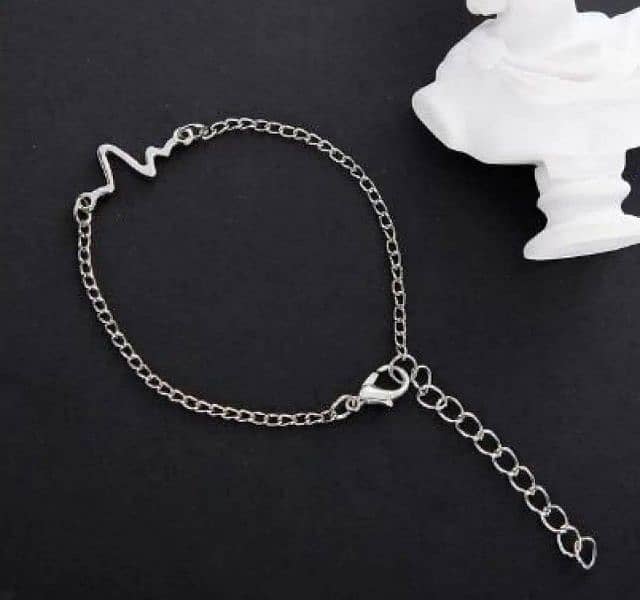 1 Pc Alloy Uni-Sex Heart Beat Bracelet 9