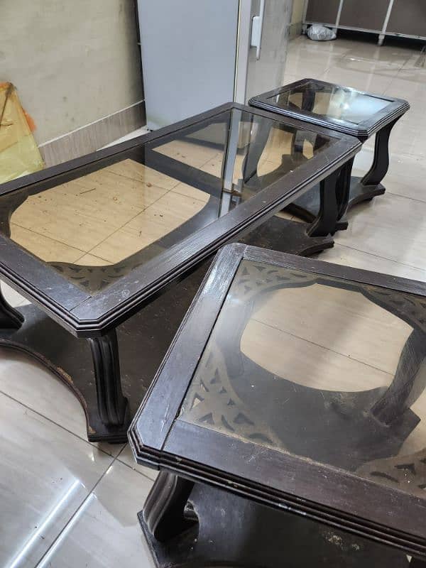 Table Set of 3 Tables with Glass 3