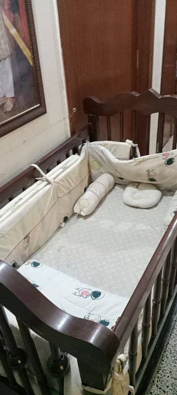 High-Quality Wooden Baby Cot with Mattress & Bed Set 1