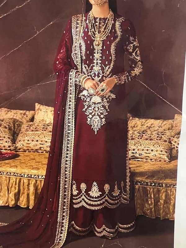 fancy soft velvet embroidered complete suit is available for selling. 3