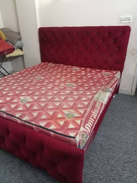 slightly use bed with foam for sale red volvet just 3 month use 6