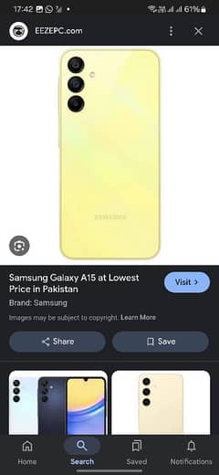 samsung a15  yellow colour