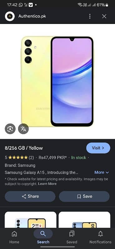 samsung a15  yellow colour 1