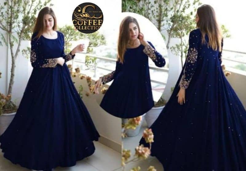 Elegant Embroidered Maxi suit 3 PCs shamoz slik set 1