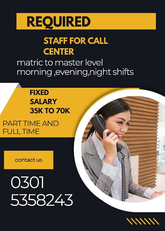 Internation call center staff required 0