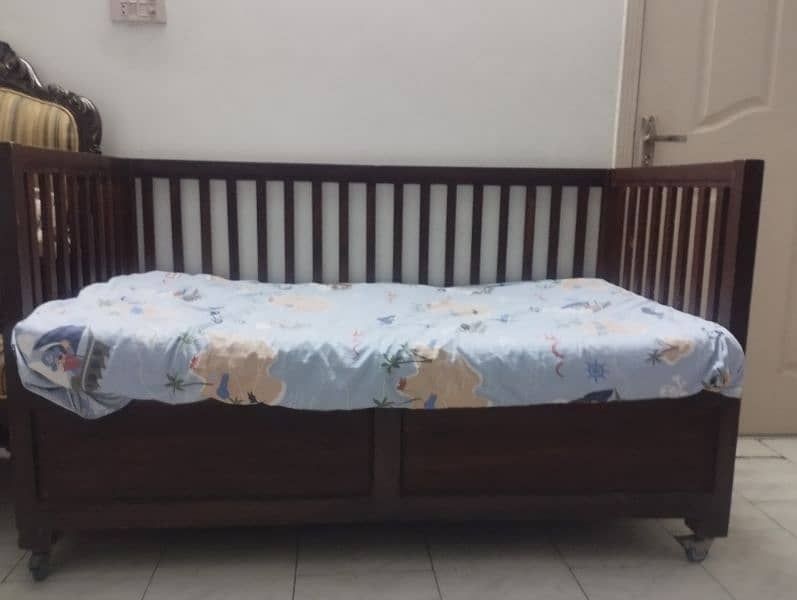 wooden cot bed with mattress 0