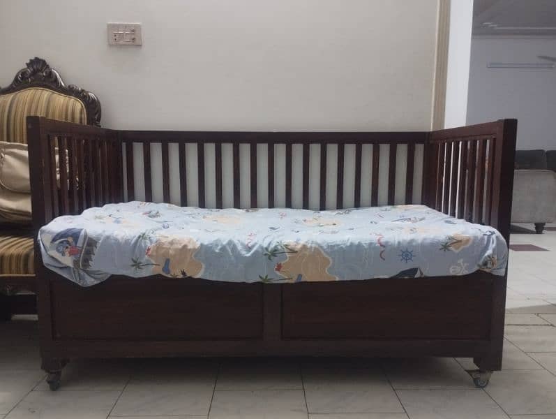 wooden cot bed with mattress 1