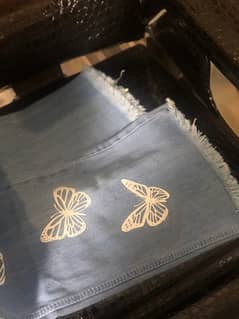 Butterfly Print Jeans - Light Blue