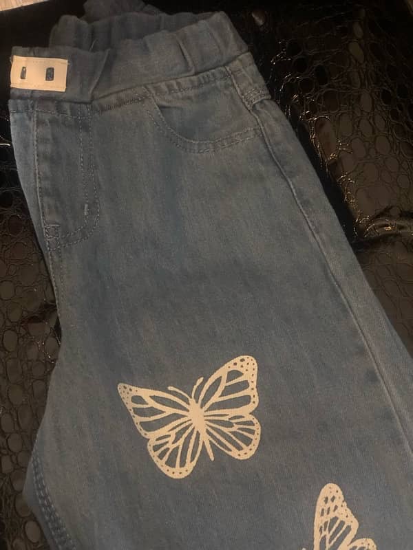 Butterfly Print Jeans - Light Blue 7