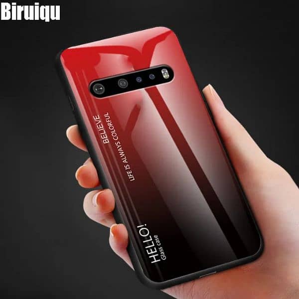 LG V60 ThinQ 5G Shockproof Red Gradient Tempered Glass Back Cover 7