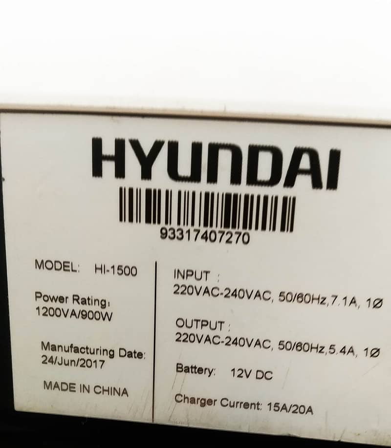 Used Hyundai UPS with 12 V Pheonix Tall Tublar battery 5