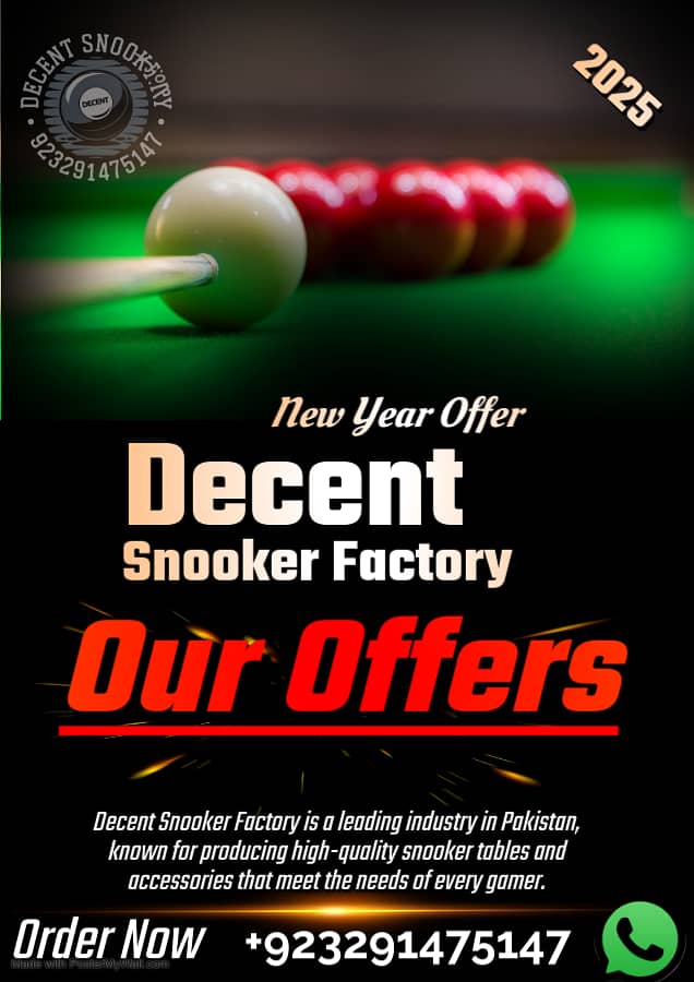 SNOOKER TABLE | POOL TABLE | DECENT | CUSTUMIZEABLE TABLE ALL OVER PAK 0