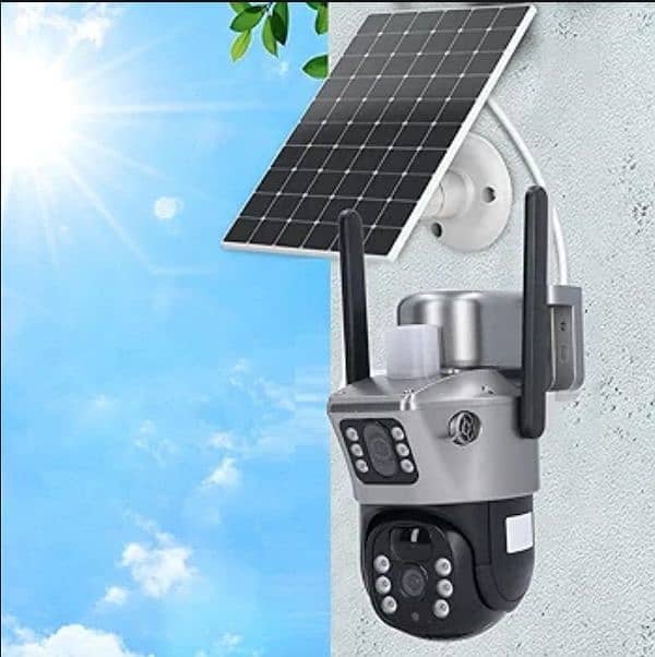 Solar wifi dual lens camera . 360 rotating , 2 way audio , app control 0