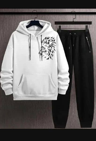 men's printed fleece hoodies 2 pice 0