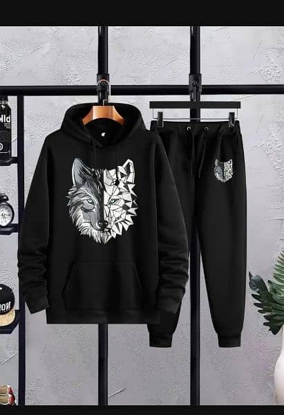 men's printed fleece hoodies 2 pice 3