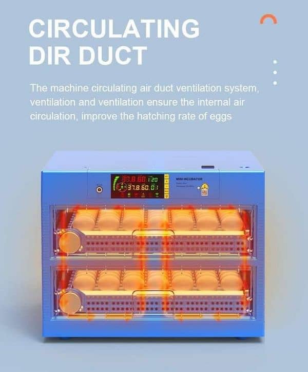 Intelligent 128 eggs incubator fully auto dual power 3