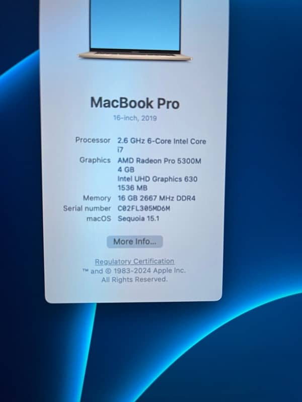 Macbook Pro i7 16” 2019 4