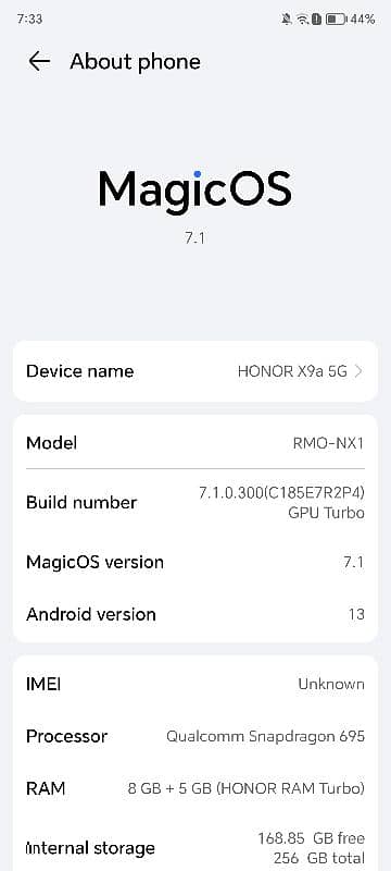 honor x9a 5g curved display8 +5 256gb full box and charger 4