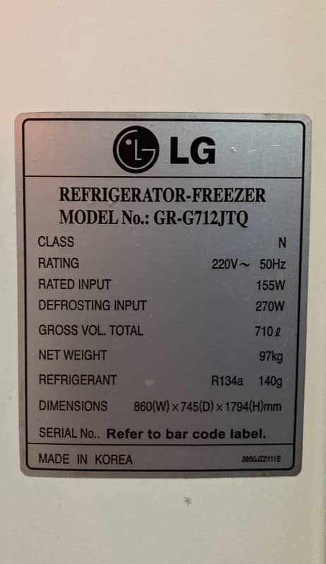 LG Refrigerator-Freezer (Anti Frost) 9