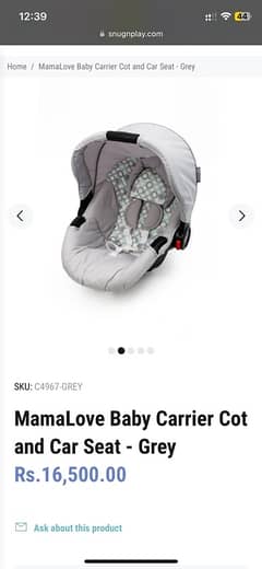 Baby carry cot car seat