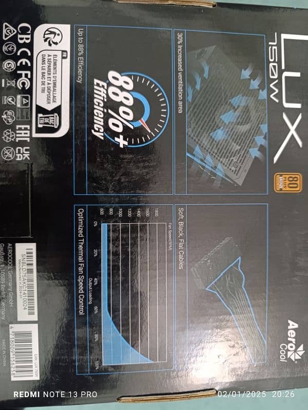 Aerocool LUX 750Watt 80 plus bronze PSU 1