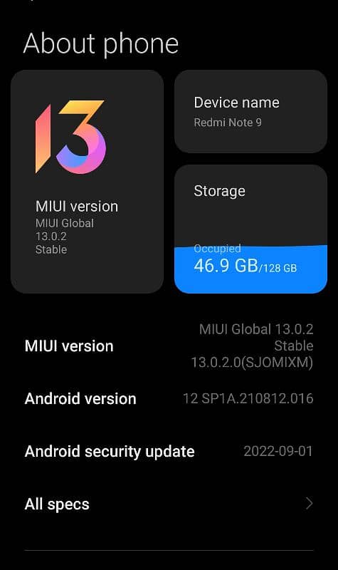 Redmi9 4.128 condition 10.9 charger+box no repair all ok 1