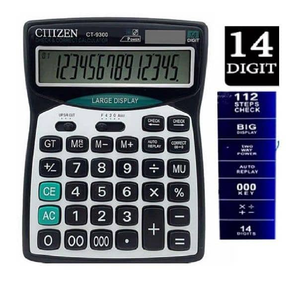 CT 9300 calculator soft button large display 112 times check correct 3