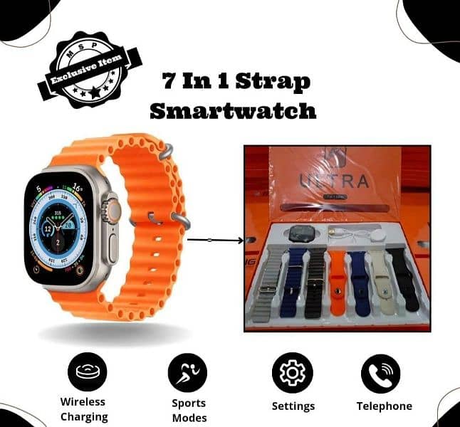 High Quality Ultra Smart Watch 7+1 straps with Free Delivery 0