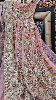 bridal maxi for walima pink colour full size heavy embroidery handwork