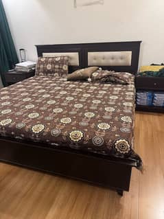 DOUBLE BED WITH 2 side tables and dressing with mirror