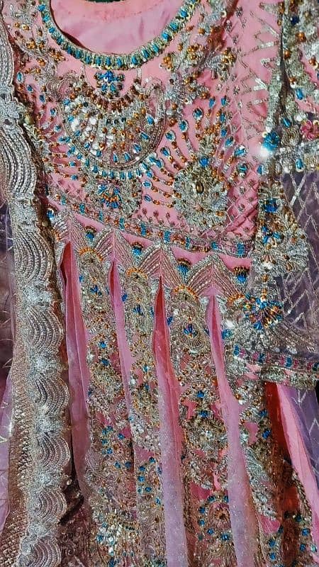 bridal maxi for walima pink colour full size heavy embroidery handwork 3