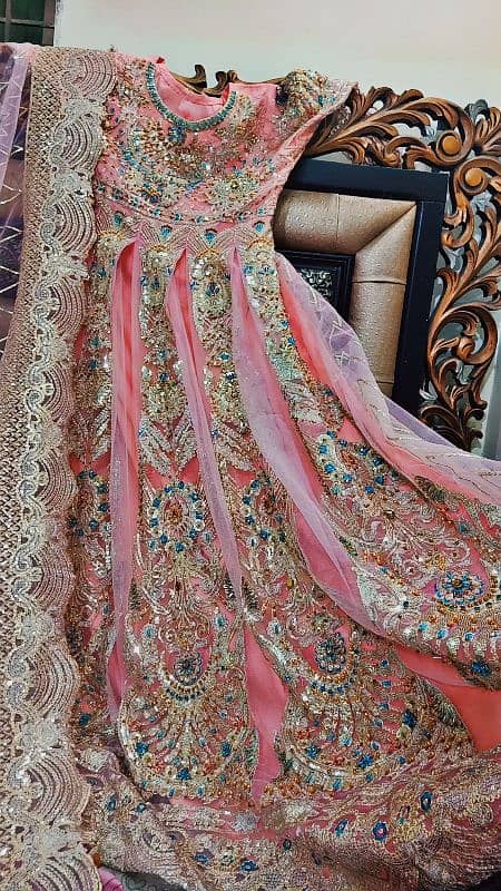 bridal maxi for walima pink colour full size heavy embroidery handwork 4