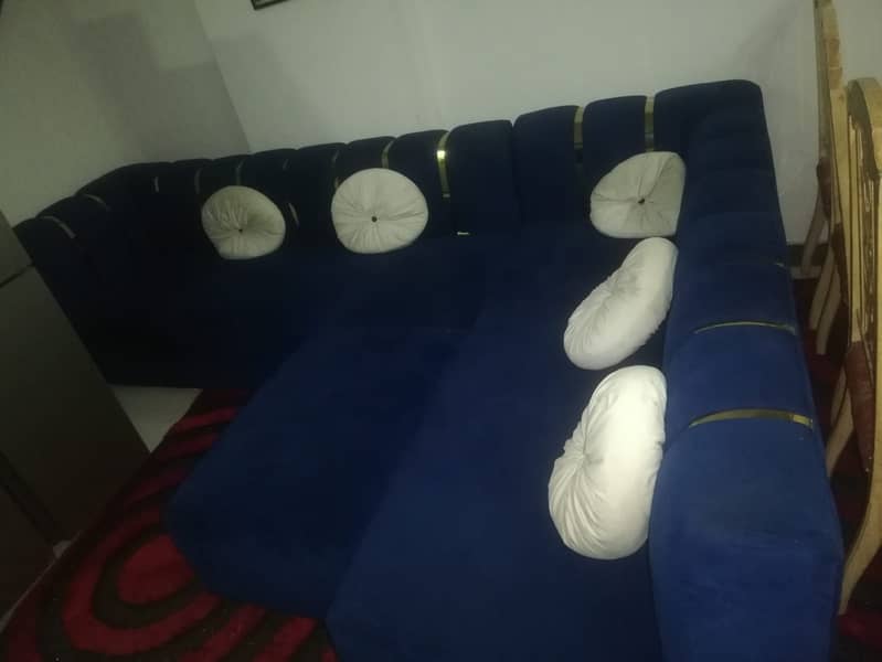 Velvet l shaped sofa for sale 1