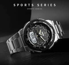 SKMEI Stainless Steel Dual Display Waterproof Watch For Men 1370