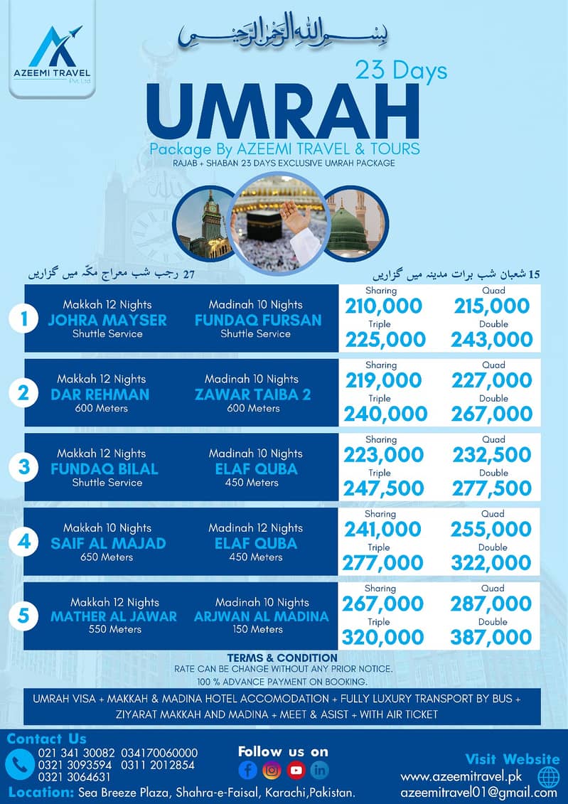 Umrah Packages, UAE Female visa, Family Visa and Investor visa 2