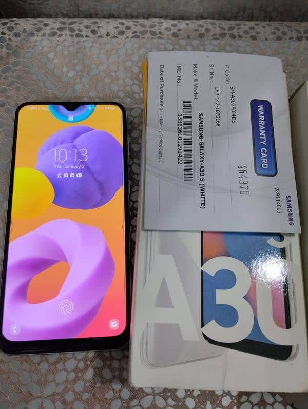 Samsung a30s white colour 4gb 64gb pta approved 0/3/1/3/4/1/1/6/9/8/4 12