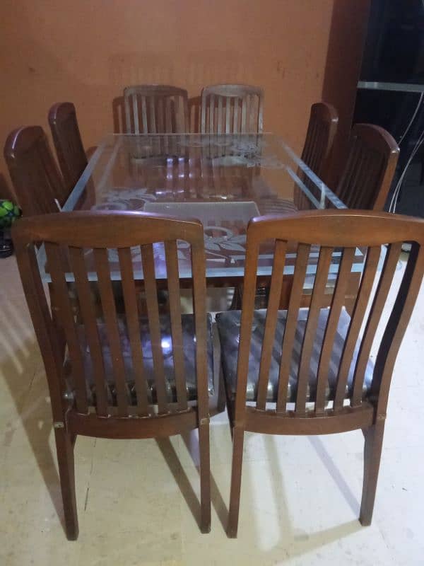 Dining table with eight chairs woodin just like new 0