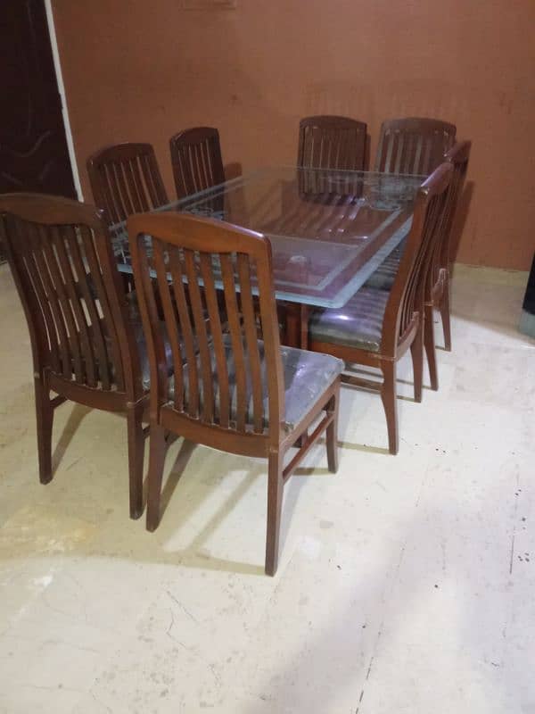 Dining table with eight chairs woodin just like new 4