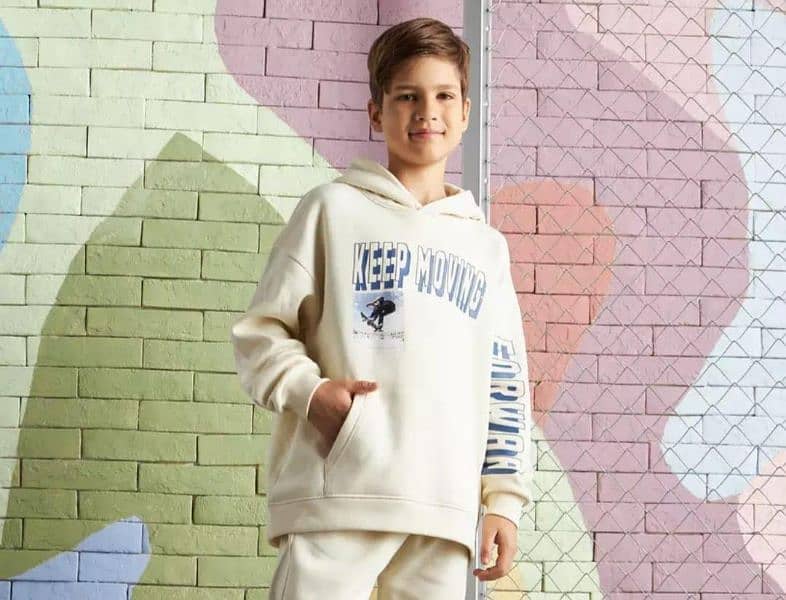 1pcs boys fleece printed hoodie 1