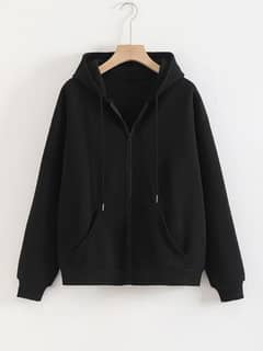 plain cotton fleece zipper hoodie- M, L, XL