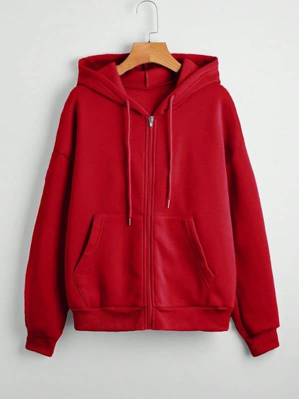 plain cotton fleece zipper hoodie- M, L, XL 1