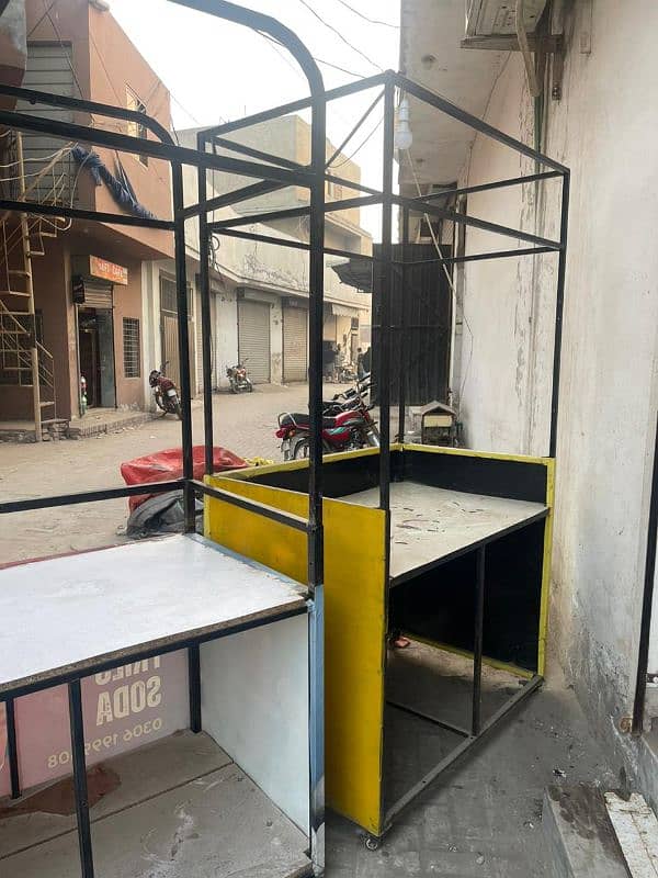 3 food stalls, metal square pipe  frames 1