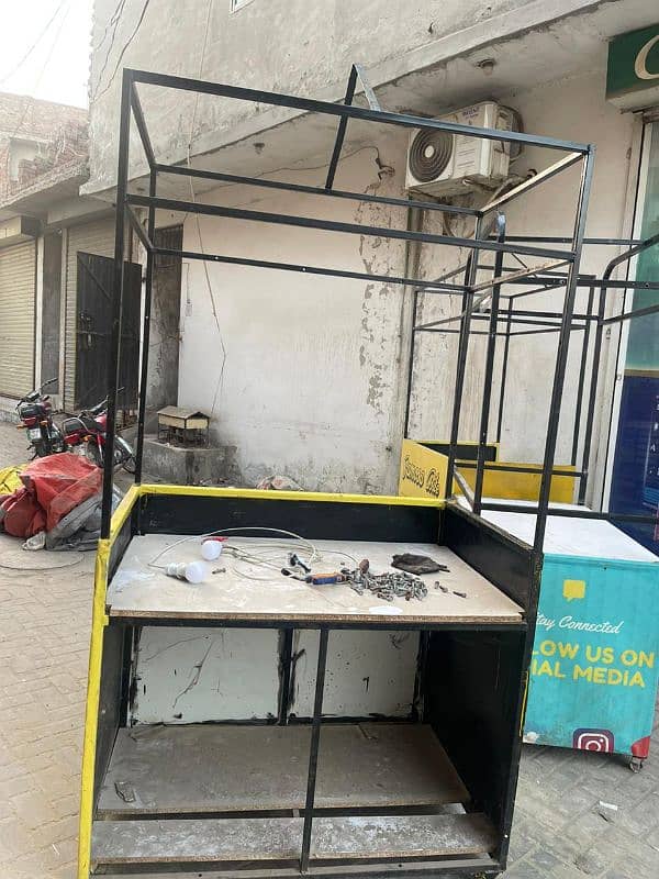 3 food stalls, metal square pipe  frames 3