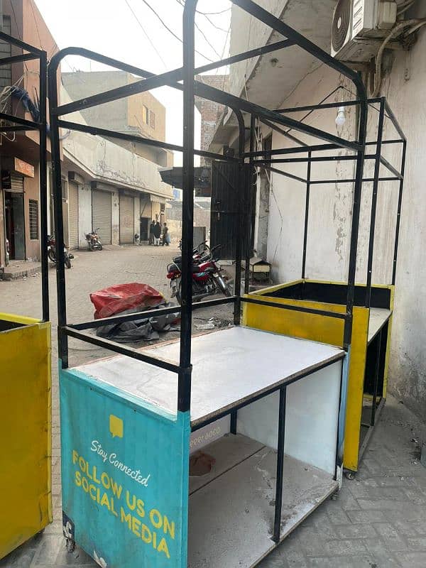 3 food stalls, metal square pipe  frames 5