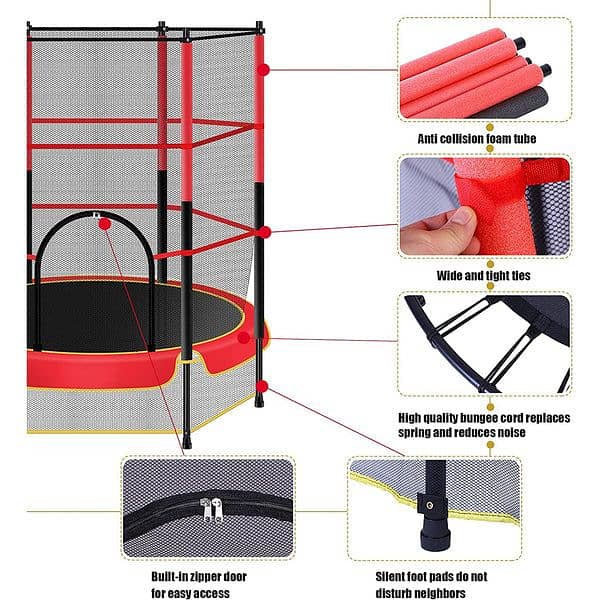 55 InchTrampoline Bouncing Jumping Mat with Enclosure Net 5