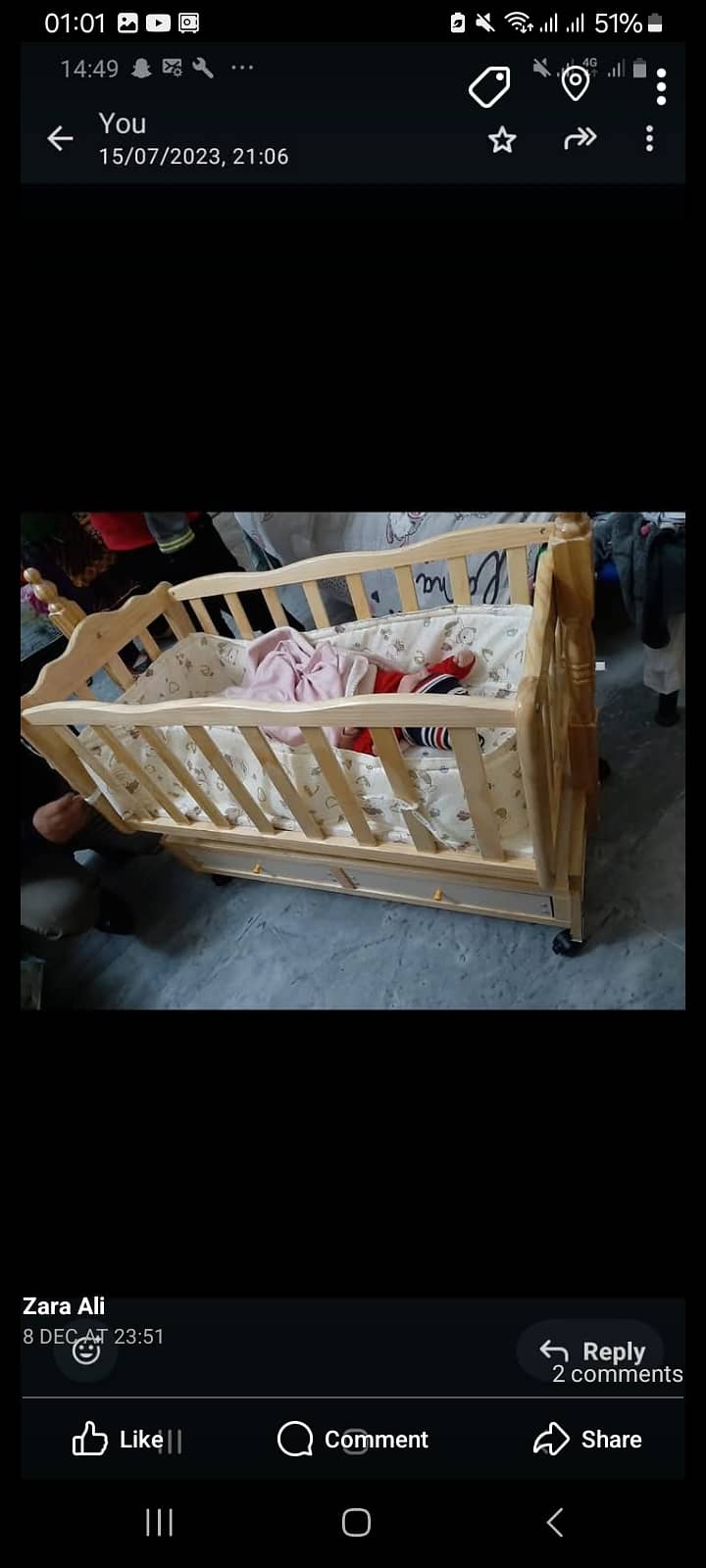 Baby cot cum swing with 2 drawers for sale in rawalpindi 03415579524 1