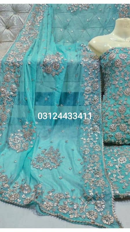 Two piece pure chiffon GOTA suit 0