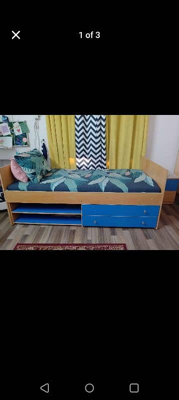 Single Bed with wardrobe and mattress. 2