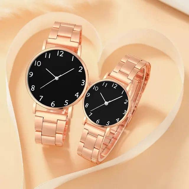 2 Couple Style Gold Sliver Bracelet Minimalist Wristwatch Ste 15