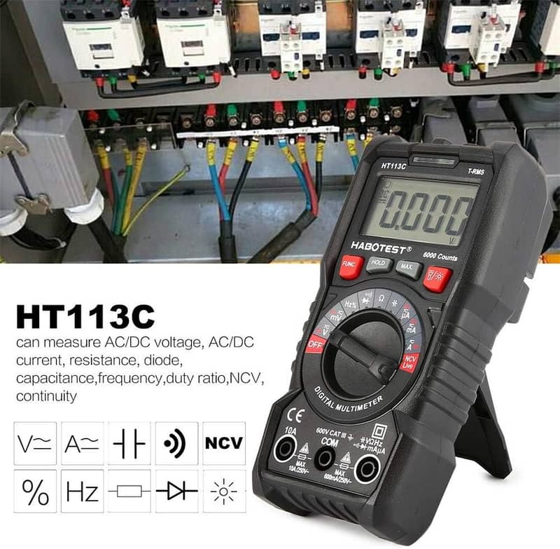 Habotest HT113C Digital Multimeter Auto Clamp Meter Solar Inverter UPS 1